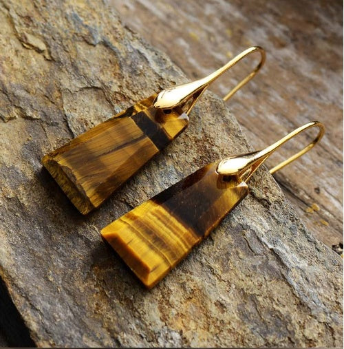 Bohemian Geometric Pendant Earrings Natural Stone Ornament Jewelry