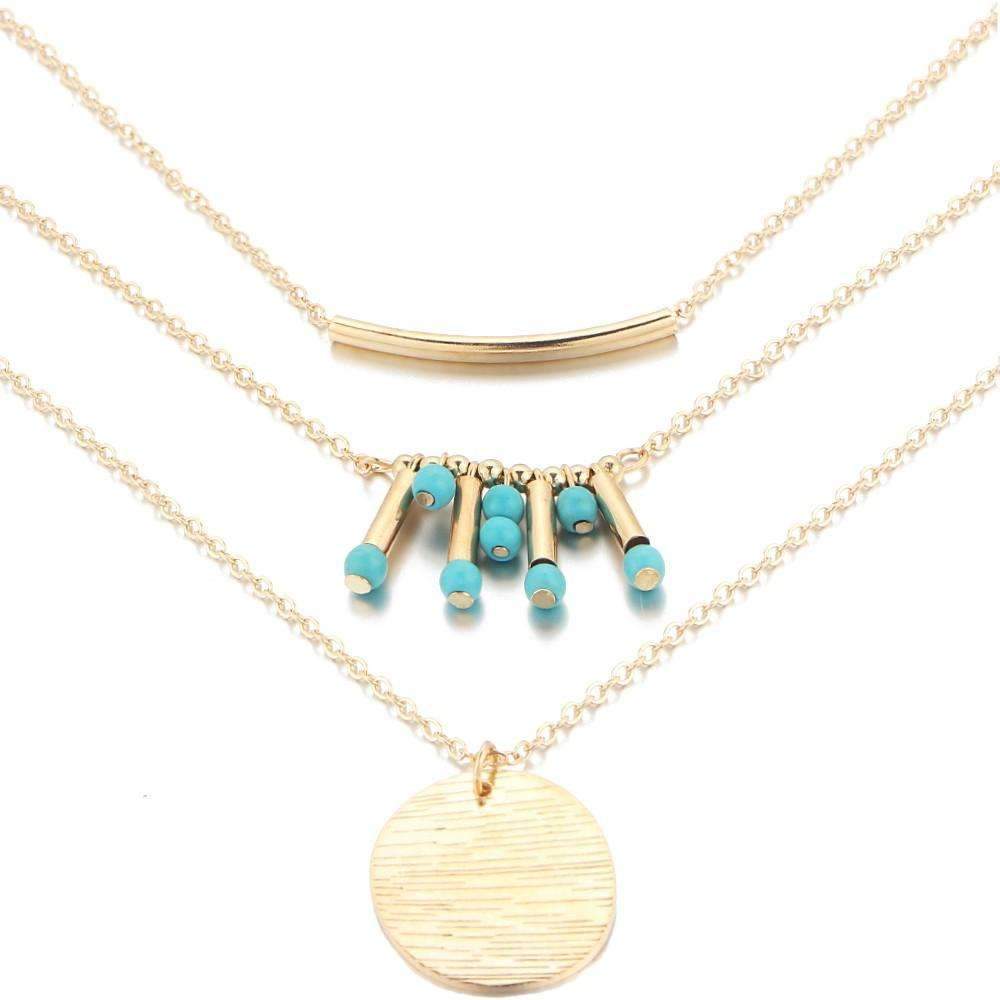 Turquoise Multilayer Necklace Three Layer Necklace