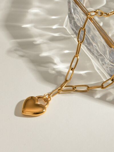 18K Gold-Plated Stainless Steel Heart Pendant Necklace Heart Pendant Jewelry